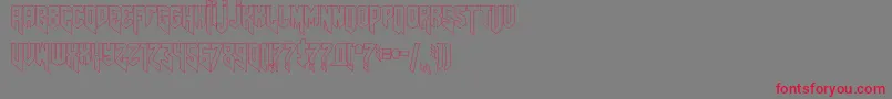 フォントAmazdoomrightoutline – 赤い文字の灰色の背景