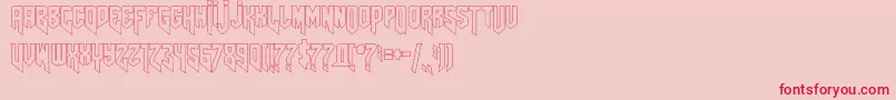 Amazdoomrightoutline-Schriftart – Rote Schriften auf rosa Hintergrund