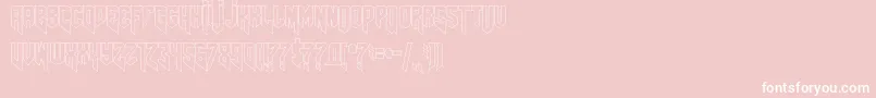 Amazdoomrightoutline-Schriftart – Weiße Schriften auf rosa Hintergrund