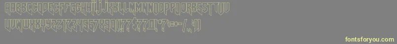 Amazdoomrightoutline-Schriftart – Gelbe Schriften auf grauem Hintergrund