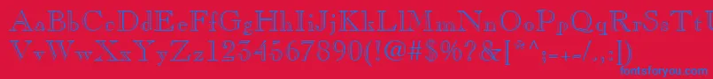 CaslonOpenFaceLt-Schriftart – Blaue Schriften auf rotem Hintergrund