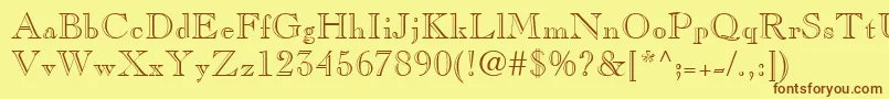 CaslonOpenFaceLt-Schriftart – Braune Schriften auf gelbem Hintergrund