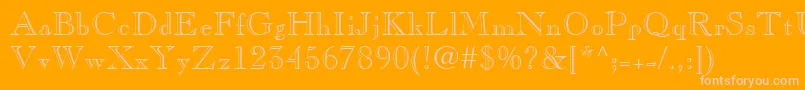 CaslonOpenFaceLt-fontti – vaaleanpunaiset fontit oranssilla taustalla