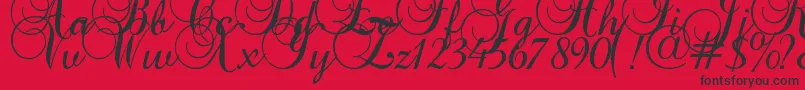 Fonte Baroquescript – fontes pretas em um fundo vermelho