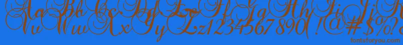 Baroquescript-Schriftart – Braune Schriften auf blauem Hintergrund