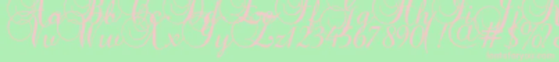 Baroquescript-Schriftart – Rosa Schriften auf grünem Hintergrund