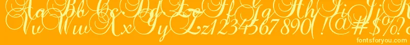 Baroquescript Font – Yellow Fonts on Orange Background