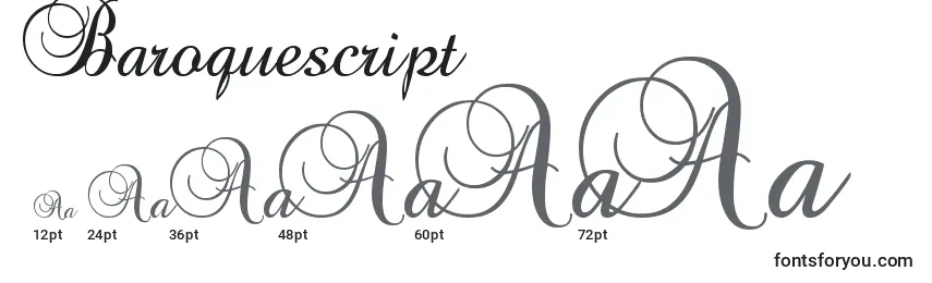 Baroquescript Font Sizes