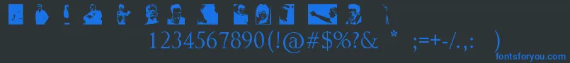 Fonte NoPerfectPeopleDingbats – fontes azuis em um fundo preto