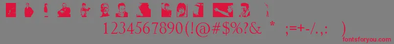 Fonte NoPerfectPeopleDingbats – fontes vermelhas em um fundo cinza