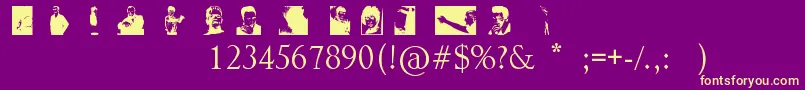 Fonte NoPerfectPeopleDingbats – fontes amarelas em um fundo roxo