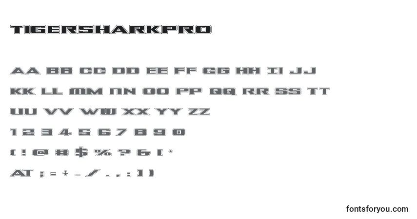A fonte Tigersharkpro – alfabeto, números, caracteres especiais