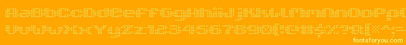 V5XtenderLoinfront-Schriftart – Gelbe Schriften auf orangefarbenem Hintergrund