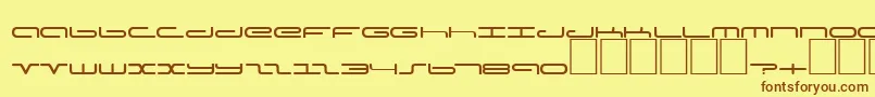 フォントDsPoddCyrLight – 茶色の文字が黄色の背景にあります。
