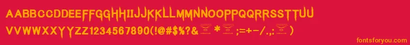 フォントKingsbutcherRegular – 赤い背景にオレンジの文字