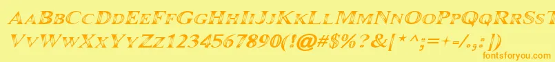 Maranallo Italic-fontti – oranssit fontit keltaisella taustalla
