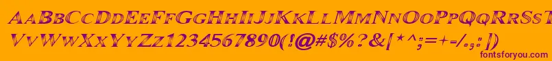 Czcionka Maranallo Italic – fioletowe czcionki na pomarańczowym tle