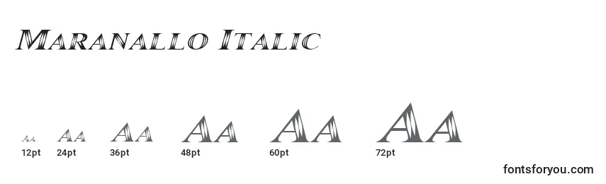Размеры шрифта Maranallo Italic