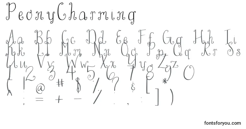 Schriftart PeonyCharming – Alphabet, Zahlen, spezielle Symbole