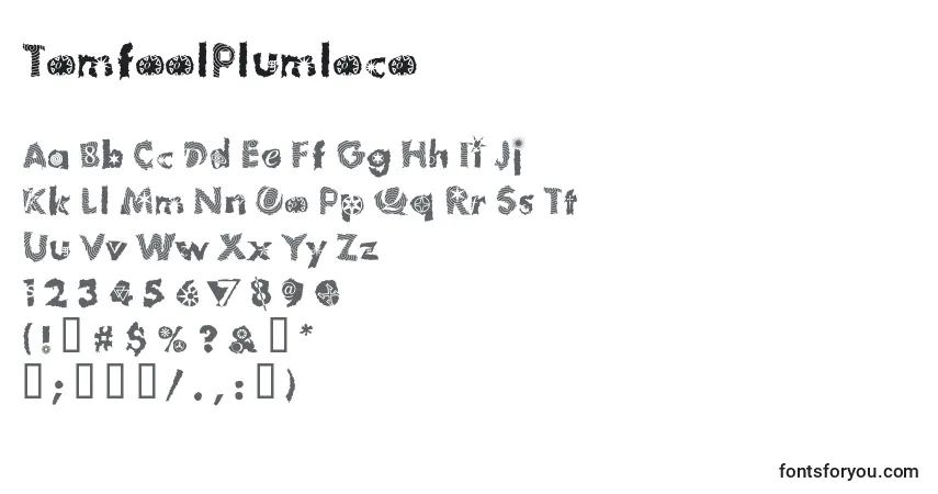 Schriftart TomfoolPlumloco – Alphabet, Zahlen, spezielle Symbole