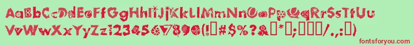 TomfoolPlumloco Font – Red Fonts on Green Background