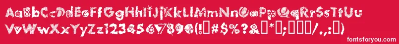 TomfoolPlumloco Font – White Fonts on Red Background