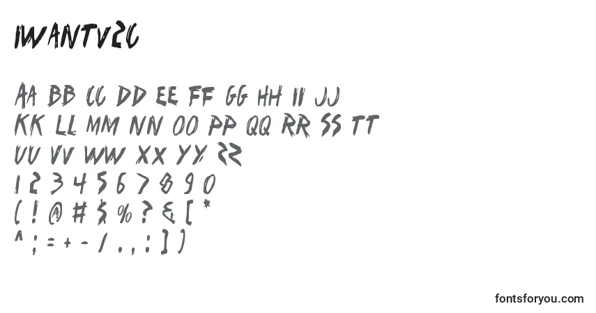 Schriftart Iwantv2c – Alphabet, Zahlen, spezielle Symbole
