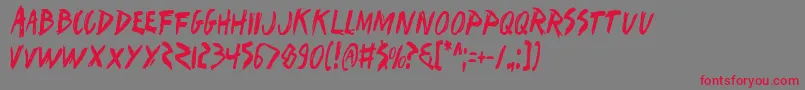 フォントIwantv2c – 赤い文字の灰色の背景