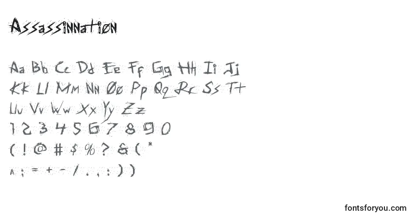 Fuente Assassinnation - alfabeto, números, caracteres especiales