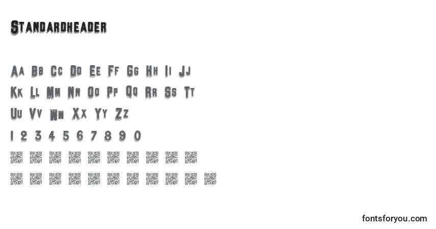 Czcionka Standardheader – alfabet, cyfry, specjalne znaki