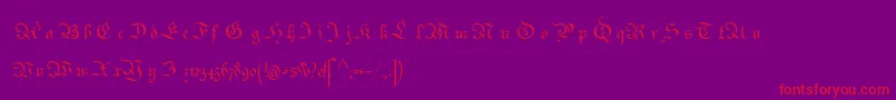 Parchment-Schriftart – Rote Schriften auf violettem Hintergrund