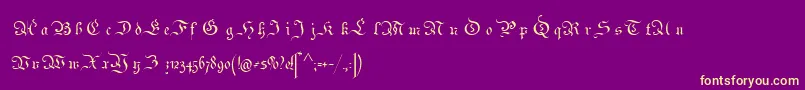 フォントParchment – 紫の背景に黄色のフォント