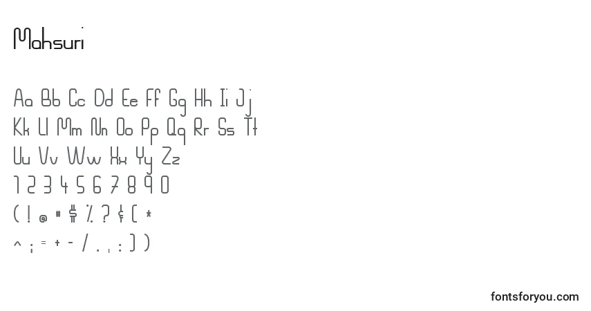 Шрифт Mahsuri – алфавит, цифры, специальные символы