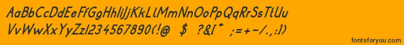 PoorWeekdaysBoldItalic Font – Black Fonts on Orange Background