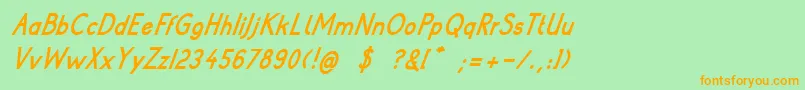 PoorWeekdaysBoldItalic Font – Orange Fonts on Green Background