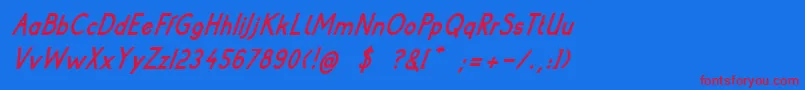 PoorWeekdaysBoldItalic Font – Red Fonts on Blue Background