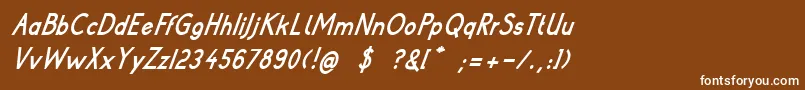 Police PoorWeekdaysBoldItalic – polices blanches sur fond brun