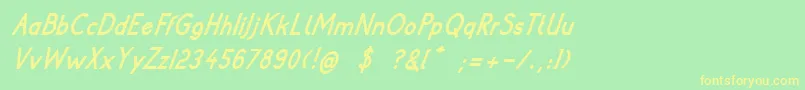 PoorWeekdaysBoldItalic Font – Yellow Fonts on Green Background