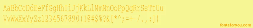 フォントCourierctt60 – オレンジの文字が黄色の背景にあります。