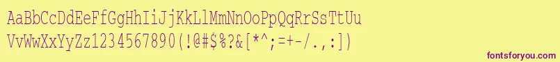 Czcionka Courierctt60 – fioletowe czcionki na żółtym tle