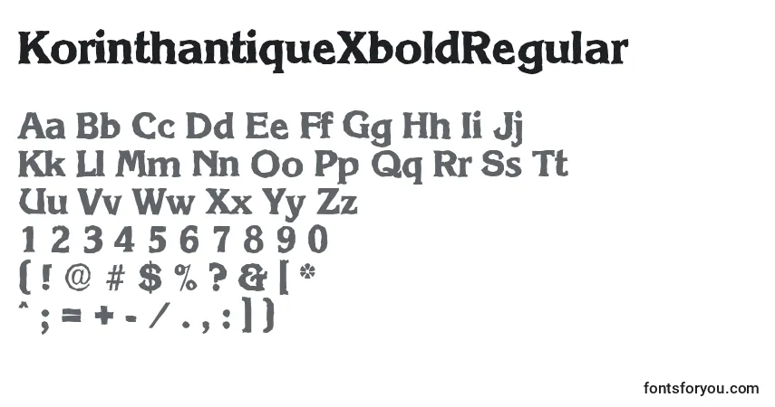 Czcionka KorinthantiqueXboldRegular – alfabet, cyfry, specjalne znaki