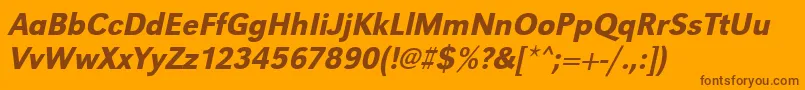 UrwgrotesktmednarOblique-Schriftart – Braune Schriften auf orangefarbenem Hintergrund