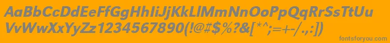 Saiba mais sobre a fonte UrwgrotesktmednarOblique Fonte UrwgrotesktmednarOblique – fontes cinzas em um fundo laranja