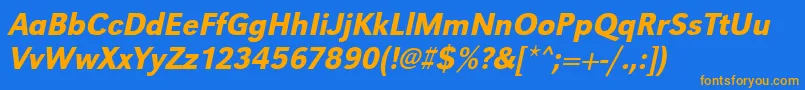 UrwgrotesktmednarOblique Font – Orange Fonts on Blue Background
