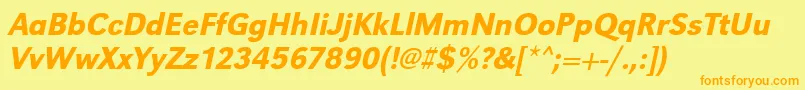 UrwgrotesktmednarOblique-Schriftart – Orangefarbene Schriften auf gelbem Hintergrund