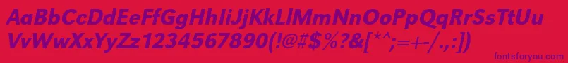 UrwgrotesktmednarOblique-Schriftart – Violette Schriften auf rotem Hintergrund