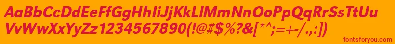 UrwgrotesktmednarOblique-Schriftart – Rote Schriften auf orangefarbenem Hintergrund