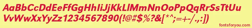 UrwgrotesktmednarOblique Font – Red Fonts on Yellow Background