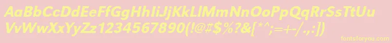 UrwgrotesktmednarOblique-Schriftart – Gelbe Schriften auf rosa Hintergrund