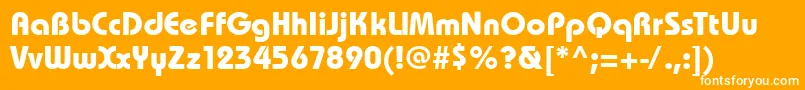BauhausettBold-Schriftart – Weiße Schriften auf orangefarbenem Hintergrund